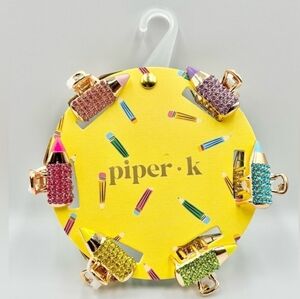 ✏️🔹️ Piper K Muliticolor Metal  Hair Pencil Rhinestone Clips Set ✨️✏️